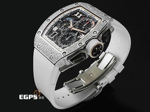 RICHARD MILLE 理查德•米勒 RM RM72-01 WG&nbsp;18K白金材質 極致完美工藝~鏤空面盤 原廠鑲嵌【SNOWFLAKE DIAMONDS】 "宛如雪花般的頂級鑽石" 雪花造型鑽石錶圈 自製飛返計時機芯 2025年保單&nbsp;自動上鏈 38.4 x 47.34mm
