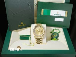 ROLEX 勞力士 Day-Date 36 蠔式 星期日曆型 118238A <font color="#f5e57a">原廠鑽石時標 皇帝金色面盤 18K黃金材質</font> DD36 經典三角坑紋錶圈 118238 A <font color="#ff0000">元首型（President）錶帶 總統帶</font> 自動上鍊 36mm