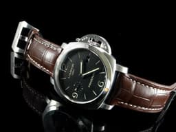 PANERAI 沛納海 Luminor 1950 GMT PAM320 三日鍊 兩地時區 <font color="#ff0000">經典黑色三明治面盤 棕色鱷魚紋皮革錶帶</font><font color="#892f2f">&nbsp;</font>經典黑色三明治面盤 自動上鍊 44mm