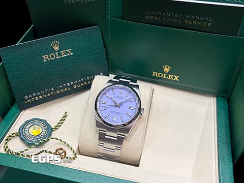 ROLEX 勞力士 Oyster Perpetual 36 蠔式恆動型 126000 最新款 薰衣草紫色面盤&nbsp;OP36 不鏽鋼 大三針&nbsp;2026年新款木紋保卡 自動上鍊 36mm