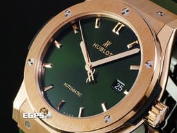 HUBLOT 宇舶 Classic Fusion Chronograph Titanium 42 經典融合 542.OX.8980.RX <font color="#f2c982">宇舶獨家 18K王金材質</font>&nbsp;<font color="#60a96c">綠色太陽紋面盤 </font><font color="#ff0000">2025年電子保單 僅試戴極新品&nbsp;</font>自動上鍊 42mm