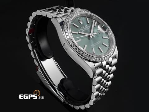 ROLEX 勞力士 Datejust 36 蠔式日誌型 126284RBR&nbsp;DJ36 不鏽鋼&amp;18K白金材質 薄荷綠色面盤&nbsp;2025年新式保卡 紀念型（Jubilee）五銖錶帶 保有原廠膠膜&nbsp;自動上鍊 36mm