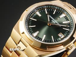 Vacheron Constantin 江詩丹頓 VC錶 Oversea 縱橫四海 4520V/210R-B967 18K玫瑰金材質 <font color="#99ec89">綠色放射紋漆面錶盤 日內瓦印記</font> 大三針 <font color="#ff0000"> 2025年保卡 易拆卸替換錶帶裝置 另附皮革錶帶和橡膠錶帶</font> 自動上鍊 41mm