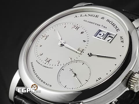 A.LANGE &amp; SOHNE 朗格 Lange 1 101.025 PT950 鉑金材質&nbsp;大日期窗 實心銀白色面盤、羅馬數字時標指針&nbsp;手上鍊 38.5mm