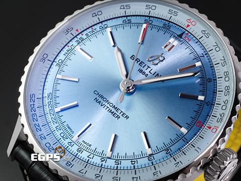 BREITLING 百年靈 Navitimer 41 航空計時系列 A17329171C1P1 湖水藍色面盤&nbsp;不鏽鋼 2025年保單&nbsp;自動上鍊 41mm