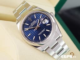 ROLEX 勞力士 Datejust 36 蠔式日誌型 126200 <font color="#4169e1">藍色蜂巢坑紋面盤 </font> DJ36 不鏽鋼<font color="#FF0000">&nbsp;2021年新式綠卡 蠔式（Oyster）三節錶帶</font> 自動上鍊 36mm