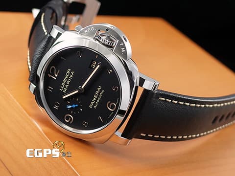 PANERAI 沛納海 Lumnior Marina 3 Days PAM01359 經典三明治面盤 淡褐色夜光時標 菸草面 PAM1359 藍色小秒針&nbsp;三日鍊 不鏽鋼 透背絕版款 2017年台灣公司貨&nbsp;自動上鍊 44mm