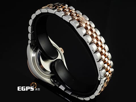 ROLEX 勞力士 Lady-Datejust 28 永恆玫瑰金 279171 18K玫瑰金材質 半金款 原廠鑲嵌鑽石時標 白色珍珠貝母面盤 2026年保卡   紀念型五珠錶帶&nbsp;自動上鍊 28mm