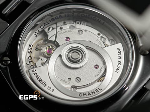 CHANEL 香奈兒 J12 Caliber 12.2 Edition 1 系列 H6784 黑陶瓷 長階梯形黑色漆面藍寶石陶瓷外圈&nbsp;錶冠鑲嵌約011克拉鑽石 大三針 全球限量555只 2022年保卡 自動上鏈 33mm