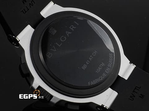 BVLGARI 寶格麗 Bulgari Aluminium系列 103868&nbsp;鋁合金+鈦金屬材質&nbsp;熊貓面盤&nbsp;黑色橡膠刻度錶圈 計時碼表 2025年保卡 台灣公司貨 自動上鍊 40mm