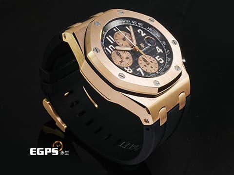 Audemars Piguet 愛彼 AP錶 Royal Oak Offshore 皇家橡樹離岸型 計時碼表 26470OR.00.A002CR.01 18K玫瑰金材質 小金貓&nbsp;2020年保單&nbsp;自動上鍊 42mm
