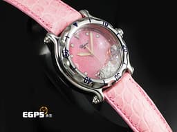 CHOPARD 蕭邦 Happy Sport Zodiac 快樂鑽 星座 雙魚座 288347-3013 <font color="#f6cee8"> 粉色面盤 原廠雙魚座造型跑鑽</font> 不鏽鋼 <font color="FF0000">2024年保單</font> 石英機芯 38mm