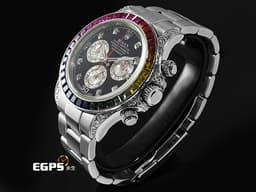 ROLEX 勞力士 Daytona 迪通拿 116509 18K白金材質&nbsp;<font color="#05f0f0">精鑲彩虹圈、鑽石錶耳、鑲鑽時標</font>&nbsp;自動上鏈&nbsp;40mm