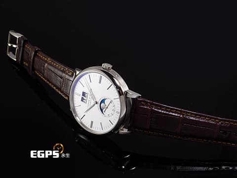 A.LANGE &amp; SOHNE 朗格 SAXONIA Annual Calendar 大日期窗 384.026  白K金材質 銀白色面盤 優美月相顯示 絕美德國工藝 經典大日期窗 錶界的頂級傳奇藝術 2020年保單 台灣公司貨 自動上鍊 40mm