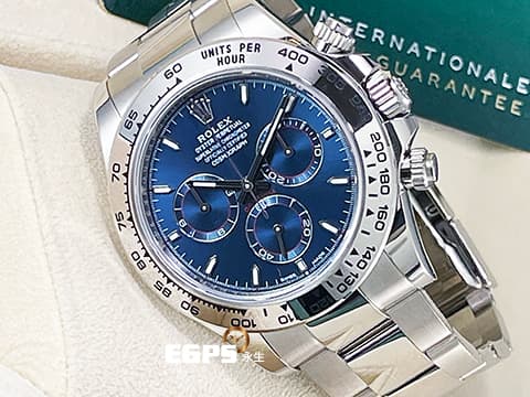 ROLEX 勞力士 Cosmograph Daytona 宇宙計時型 迪通拿 126509 18K白金材質&nbsp;藍面全白金迪通拿 4131新型機芯&nbsp;2026年新式綠卡 官方訂價：1,910,000元&nbsp;賽車計時碼表&nbsp;自動上鏈 40mm