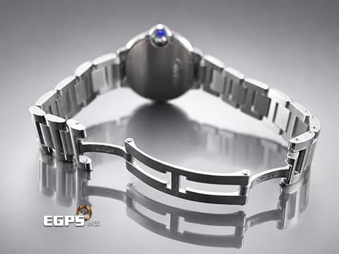Cartier 卡地亞 Ballon Bleu de Cartier 藍氣球 W4BB0020 不鏽鋼材質 銀色面盤guilloché紋理 羅馬數字12點加鑽石時標&nbsp;藍鋼劍形指針&nbsp;石英機芯 33mm