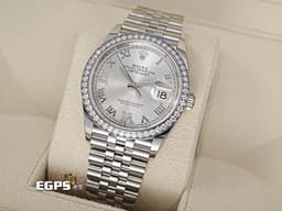 ROLEX 勞力士 Datejust 36 蠔式日誌型 126284RBR <font color="#c0c0c0">銀白色羅馬數字VI、IX鑲鑽面盤 原廠鑽圈</font>&nbsp;DJ36 不鏽鋼<font color="#FF0000"> 2021年新式保卡 紀念型（Jubilee）五銖錶帶</font>&nbsp;126284 RBR 自動上鍊 36mm