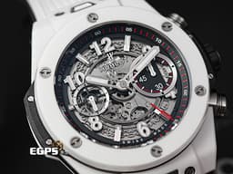 HUBLOT 宇舶 Big Bang Unico 45 White Ceramic 大爆炸 411.HX.1170.RX <font color="#f7f7f7">白陶瓷&nbsp;&nbsp;鏤空面盤</font> 三日鍊 飛返 計時碼錶&nbsp;<font color="#ff0000">2019年台灣公司貨</font>&nbsp;自動上鍊 45mm