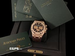 Audemars Piguet 愛彼 AP錶 Royal Oak Chronograph 皇家橡樹 26331OR <font color="#a2581a">巧克力色格紋面盤</font> 玫瑰金 26331 OR 計時碼表&nbsp;<font color="#FF0000">2017年台灣公司貨 </font>自動上鏈 41mm