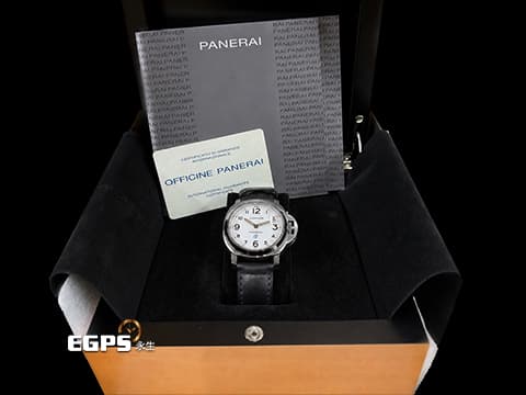 PANERAI 沛納海 Luminor PAM630 PAM00630 白色面盤&nbsp;藍色「OP」閃電標誌 不鏽鋼材質&nbsp;手上鍊 44mm