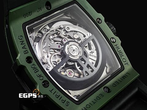 Hublot 宇舶 Spirit Of Big Bang Black Magic 42 大爆炸 靈魂系列 642.GX.5210.RX 深綠色拋光陶瓷材質 計時碼表 酒桶型 鏤空面盤 2025年電子保單 限量200支&nbsp;自動上鍊 42mm