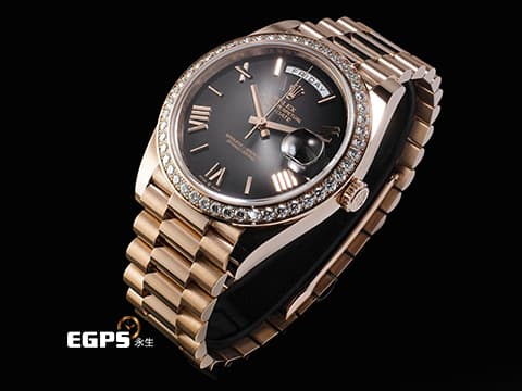 ROLEX 勞力士 Day-Date 40 DD40 蠔式 星期日曆型 228345RBR 18K永恆玫瑰金&nbsp;18K玫瑰金金立體羅馬數字時標&nbsp;漸變石板灰色 原廠鑲嵌鑽石錶圈&nbsp;2025年保卡&nbsp;自動上鍊 40mm