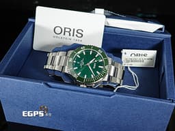 ORIS 豪利時 Aquis Date 時間之海 7789&nbsp;<font color="#009100">綠色陶瓷外圈 綠色面盤 綠水鬼</font>&nbsp;0173377894157 不鏽鋼 大三針&nbsp;<font color="#ff0000">2026年保卡</font><font color="#FF0000"></font> 潛水錶 自動上鍊 43.5mm