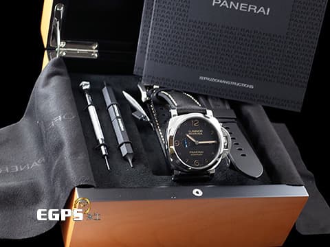 PANERAI 沛納海 Lumnior Marina 3 Days PAM01359 經典三明治面盤 淡褐色夜光時標 菸草面 PAM1359 藍色小秒針&nbsp;三日鍊 不鏽鋼 透背絕版款 2017年台灣公司貨&nbsp;自動上鍊 44mm
