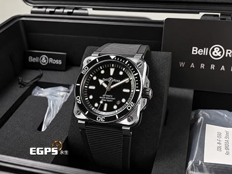 Bell &amp; Ross BR-03 Diver Black Steel BR03A-D-BL-ST/SRB 不鏽鋼材質 精鋼錶圈內嵌高科技陶瓷&nbsp;自動上鍊 42mm