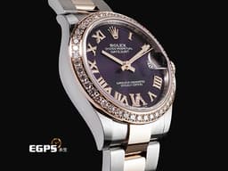 ROLEX 勞力士 DateJust 278381RBR 18K永恆玫瑰金 半金款 <font color="#dabddb">薰衣草紫色面盤 原廠鑲嵌鑽石VI時標</font> <font color="#05f0f0">原廠鑲嵌鑽石錶圈</font> <font color="#ff0000">2026年保卡</font> 自動上鍊 31mm