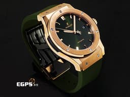 HUBLOT 宇舶 Classic Fusion Chronograph Titanium 42 經典融合 542.OX.8980.RX <font color="#f2c982">宇舶獨家 18K王金材質</font>&nbsp;<font color="#60a96c">綠色太陽紋面盤 </font><font color="#ff0000">2025年電子保單 僅試戴極新品&nbsp;</font>自動上鍊 42mm