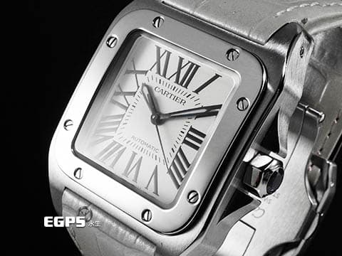 CARTIER 卡地亞 Santos 100 山度士 W20126X8 中型 不鏽鋼 大三針&nbsp;台灣公司貨 自動上鏈 44.2x35.6mm