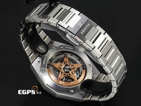 ZENITH 真力時 DEFY Skyline Skeleton 天際線系列 03.9300.3620/80.I001 不鏽鋼材質&nbsp;高振頻 10秒 旋風秒針&nbsp;ZENITH四芒星鏤空面盤 2025年卡 附贈快拆式橡膠錶帶 自動上鍊 41mm