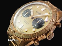 ORIS 豪利時 DIVERS&nbsp;0177177443182 <font color="#f9cd90">青銅材質 香檳金色熊貓面盤</font>&nbsp;<font color="#ff0000">限量250支</font> 計時腕錶 自動上鍊 43mm