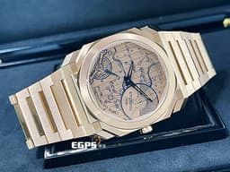BVLGARI 寶格麗 Bulgari Octo Finissimo 104165 18K玫瑰金材質 <font color="#AAAAAA">超薄錶殼（厚 6.40 公釐）</font> <font color="#fca658">手繪機芯草圖面盤 全球限量 70 只</font> <font color="#FF0000">PT950鉑金微型自動盤 2025年保單</font> 自動上鍊 40mm