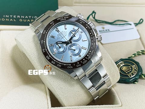 ROLEX 勞力士 DAYTONA 116506A 宇宙計時型 116506 A 迪通拿 鉑金 PT950 計時碼表 原廠鑽石時標 自動腕錶 冰藍色面盤 栗啡色陶瓷圈  冰藍面 木村拓哉&nbsp;停產款 2022年新式保卡&nbsp;一手錶未整理&nbsp;保有原廠膠膜 自動上鍊 40mm