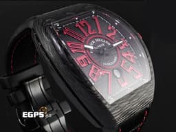 FRANCK MULLER 法蘭穆勒 Vanguard系列 V45 SC DT <font color="#fff04d">黑面拉絲面盤 紅色立體時標</font><font color="#fdef4e"> 碳纖維材質</font> <font color="#FF0000"> 2020年保單 台灣公司貨 </font> 酒桶型 自動上鍊 44x54mm
