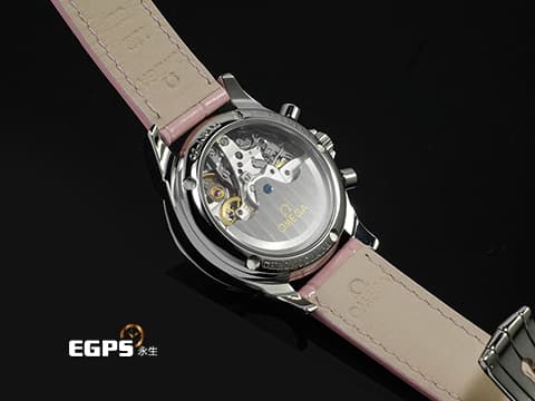 OMEGA 歐米茄 DE VILLE 碟飛系列 48787434 4878.74.34&nbsp;不鏽鋼材質&nbsp;粉色珍珠貝母 熊貓計時面盤面盤 同軸擒縱 自動上鍊 35mm