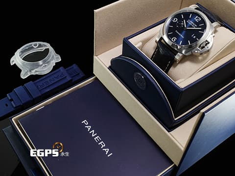 PANERAI 沛納海 Luminor Marina PAM3314 PAM03313 不鏽鋼材質 藍色面盤 PAM快速裝卸系統™&nbsp;2026年保卡&nbsp;自動上鍊 44mm