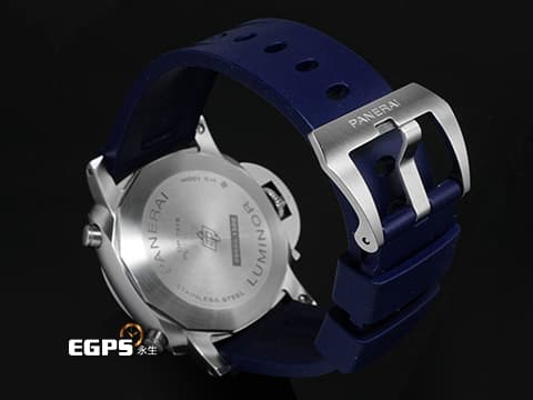 PANERAI 沛納海 Luminor Chrono PAM1218 計時碼表 白色三明治夜光面盤 PAM01218 藍色小秒針 不鏽鋼 2022年保單 自動上鍊 44mm