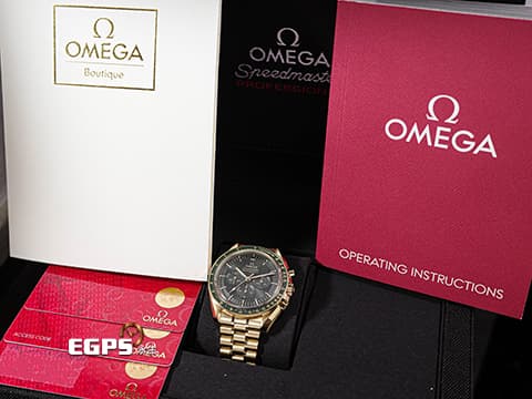 OMEGA 歐米茄 Speedmaster Moonwatch Professional 超霸 速霸 Moonshine金 31060425010001 綠色面盤 計時碼表 專業 登月錶&nbsp;3861機芯&nbsp;2022年台灣公司貨&nbsp;同軸擒縱 手上鏈 42 mm