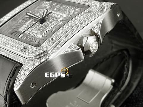 CARTIER 卡地亞 Santos 100 de Cartier 山度士 大型 經典 不鏽鋼材質 精鑲鑽石滿天星面盤、錶圈、錶扣&nbsp;自動上鍊 41mm