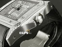 CARTIER 卡地亞 Santos 100 de Cartier 山度士 大型 經典 不鏽鋼材質 <font color="#05f0f0">精鑲鑽石滿天星面盤、錶圈、錶扣</font>&nbsp;自動上鍊 41mm