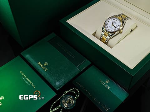 ROLEX 勞力士 Datejust 36 蠔式日誌型 126233 18K黃金與不鏽鋼材質&nbsp;半金款 DJ36 白色面盤搭配黃金立體羅馬數字時標 2025年卡&nbsp;自動上鍊 36mm