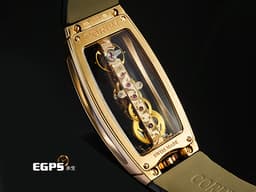 CORUM 崑崙 Gold Bridge 金橋 113.102.85&nbsp;經典 酒桶型 <font color="#fbcf32">18K玫瑰金材質 雙側邊全透視錶殼 全鏤空設計</font>&nbsp;<font color="#05f0f0">原廠鑲嵌168顆鑽石錶圈（約0.65克拉）</font><font color="#ff0000">酒桶型錶殼線條流暢 當代美學 新錶訂價：約1,595,700元台幣</font> 手上鍊 34x51mm