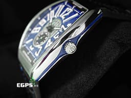 Franck Muller 法蘭穆勒 FM錶 Vanguard系列 Slim Vintage V41 <font color="#0582f5">藍色面盤</font> V41SS6AT 酒桶型 小秒針 不鏽鋼 <font color="#ff0000">最新款 2025年保單</font> 自動上鍊 41mm