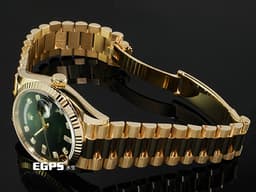 ROLEX 勞力士 蠔式 Day-Date 36 DD 128238 18K黃金材質 <font color="#70cce1"> 原鑲鑽石時標</font> <font color="#32CD32"> 漸變綠色面盤 </font> <font color="#FF0000">2020年新式保卡</font> 自動上鍊 36mm
