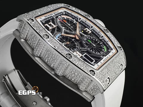 RICHARD MILLE 理查德•米勒 RM RM72-01 WG&nbsp;18K白金材質 極致完美工藝~鏤空面盤 原廠鑲嵌【SNOWFLAKE DIAMONDS】 "宛如雪花般的頂級鑽石" 雪花造型鑽石錶圈 自製飛返計時機芯 2025年保單&nbsp;自動上鏈 38.4 x 47.34mm