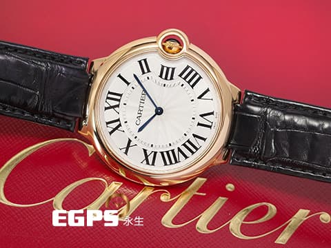 CARTIER 卡地亞 Ballon Bleu Extra-Flat 經典 藍氣球 W6920083 超薄&nbsp;藍色尖晶石錶冠 藍鋼指針&nbsp;銀白色雕紋面盤&nbsp;大型款 玫瑰金材質 手上鍊&nbsp;40mm