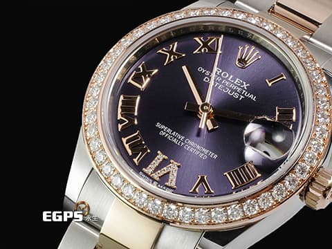 ROLEX 勞力士 DateJust 278381RBR 18K永恆玫瑰金 半金款 薰衣草紫色面盤 原廠鑲嵌鑽石VI時標 原廠鑲嵌鑽石錶圈 2026年保卡 自動上鍊 31mm